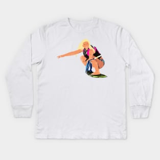 Wakesurfing Girl Bleach Blonde Kids Long Sleeve T-Shirt